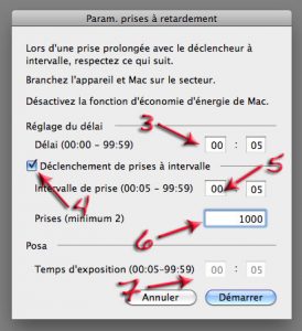 Eos Utility - le réglage de l'intervalomètre