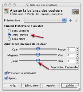 Balance des blancs Gimp